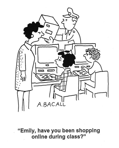 'Emily, have you been shopping online during class?'