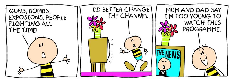 Billy strip: too young to watch the news.