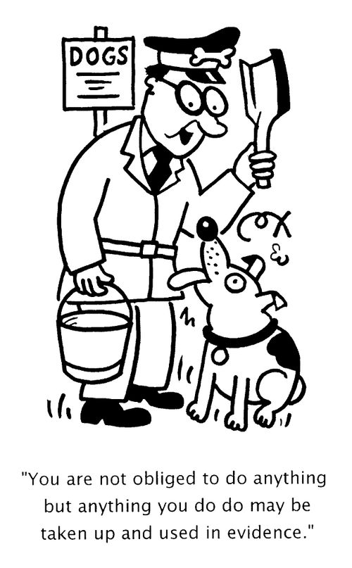 Dog warden with a pooper scooper following a dog
