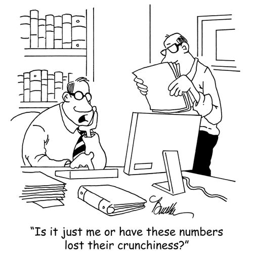 "Is it just me or have these numbers lost their crunchiness?"