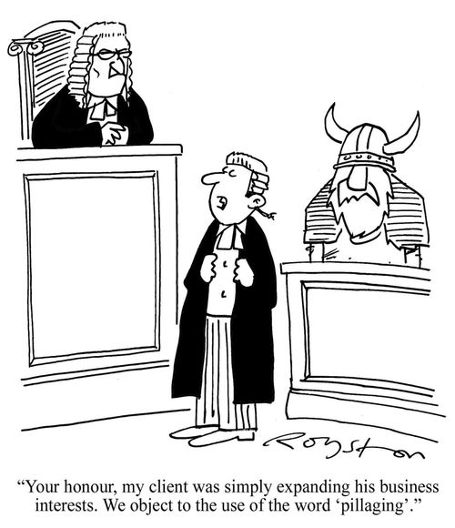 Viking in the dock: His barrister says: 'Your honour, my client was simply expanding his business interests. We object to the use of the word 'pillaging'.'
