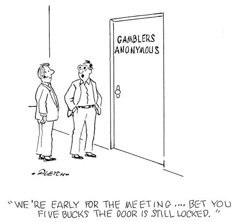 'We're early for the meeting...bet you five bucks the door is still locked.'