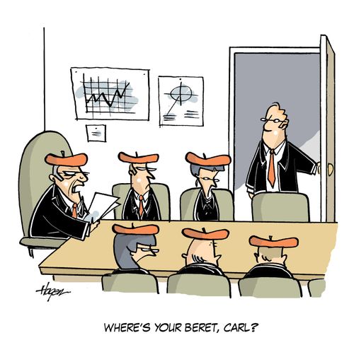 'Where's your beret, Carl?'