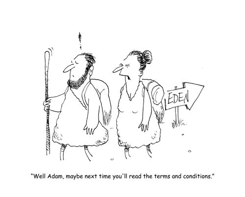 "Well Adam, maybe next time you'll read the terms and conditions." 