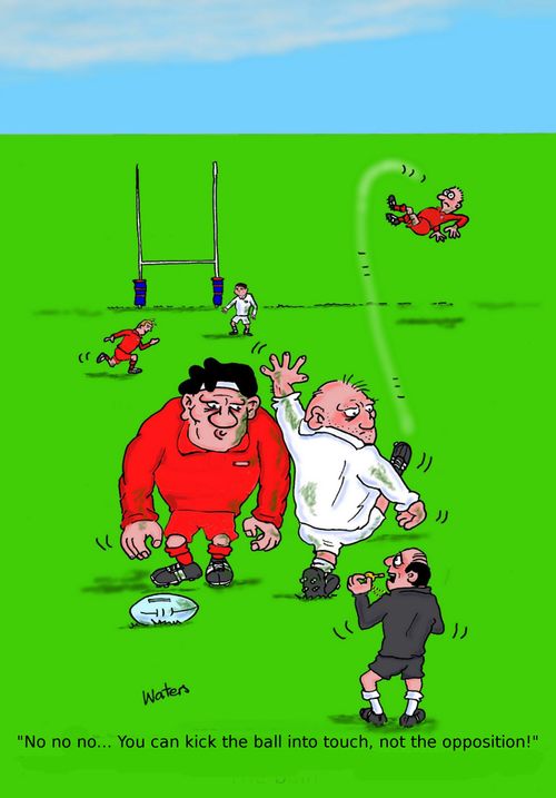 "No no no...You can kick the ball into touch, not the opposition!"