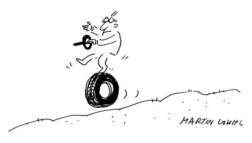 Man driving a single wheel
