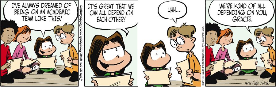 "I've always dreamed of being on an academic team like this! It's great that we can all depend on each other!"