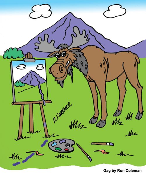 Artist Disappears When A Moose Shows Up