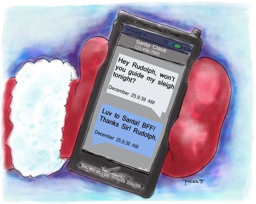 Rudolph accepts Santa's request via texting