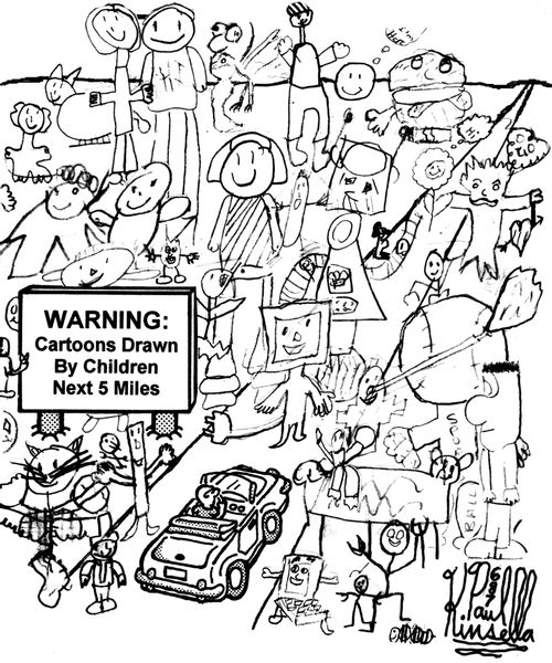 Warning: Cartoons Drawn By Children Next 5 miles.