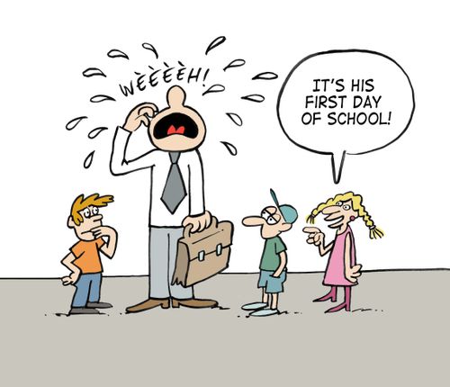 "It's his first day of school!"
