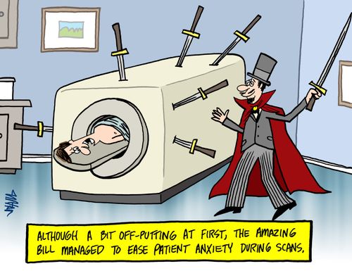 Although a bit off-putting at first, The Amazing Bill managed to ease patient anxiety during scans.