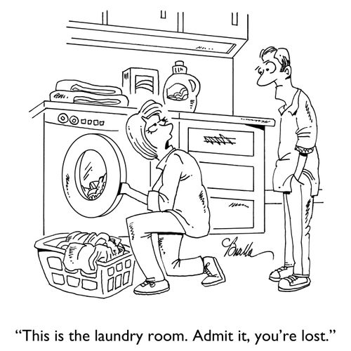 "This is the laundry room. Admit it, you're lost."