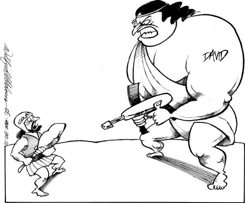Davidof  Israel and Goliath from Palestine today.