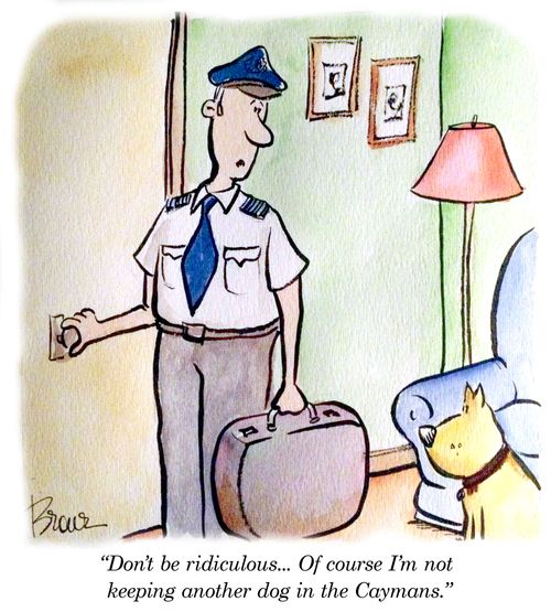 'Don't be ridiculous... Of course I'm not keeping another dog in the Caymans.'