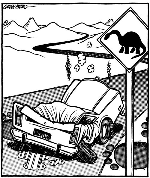 Dinosaur crossing sign.