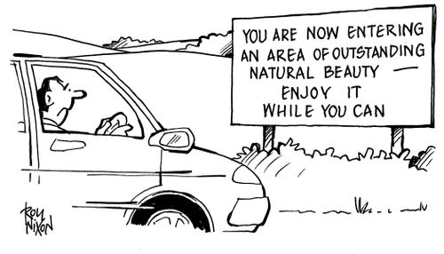 Countryside Notice - You are now entering an area of outstanding natural beauty - Enjoy it while you can.