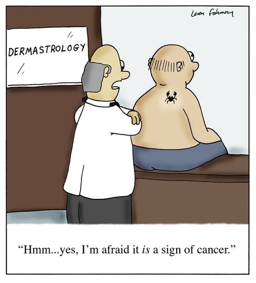 'Hmm...yes, I'm afraid it is a sign of cancer.'