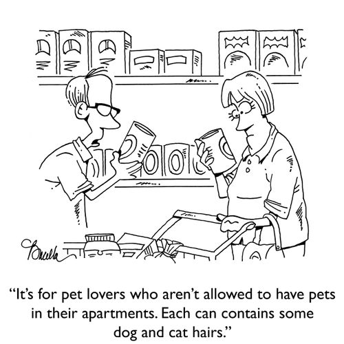 "It's for pet lovers who aren't allowed to have pets in their apartments. Each can contains some dog and cat hairs."