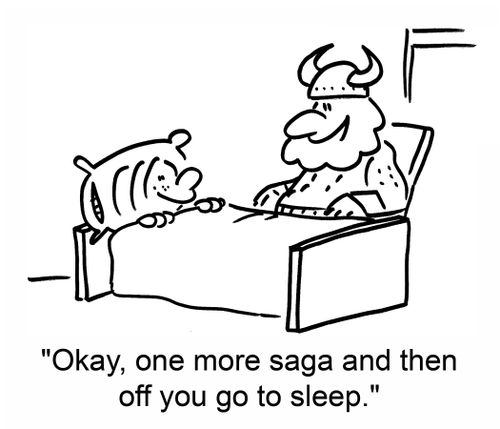 'Okay, one more saga and then off you go to sleep.'
