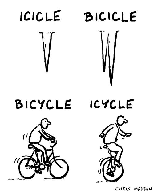 Icicle, Bicicle, Bicycle and Icycle.