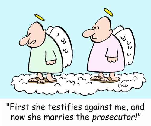 'First she testifies against me, and now she marries the prosecutor!'