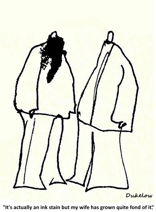 "It's actually an ink stain but my wife has grown quite fond of it."