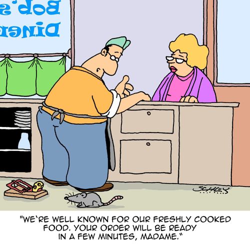"We're well known for our freshly cooked food. Your order will be ready in a few minutes, Madame."