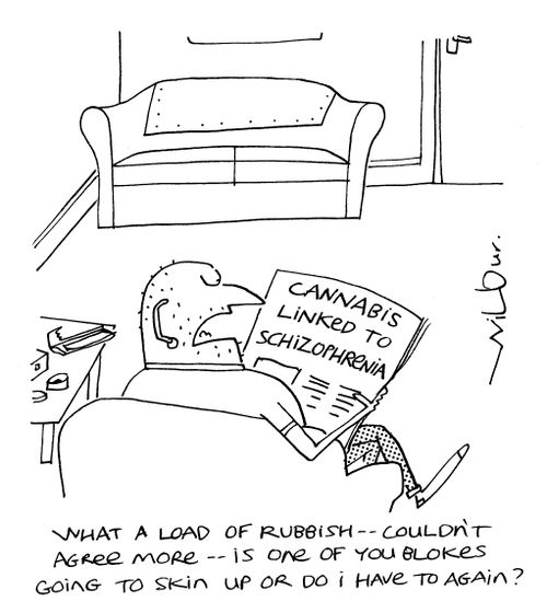 'What a load of rubbish - couldn't agree more - is one of you blokes going to skin up or do I have to again?'