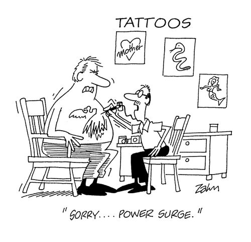 'Sorry...power surge.'