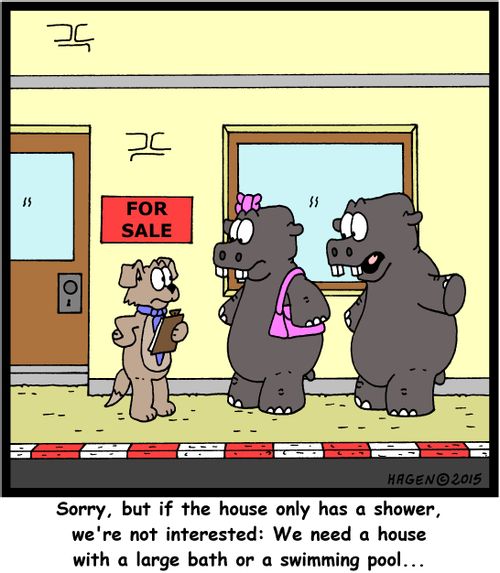 "Sorry, but if the house only has a shower, we're not interested: We need a house with a large bath or a swimming pool..."
