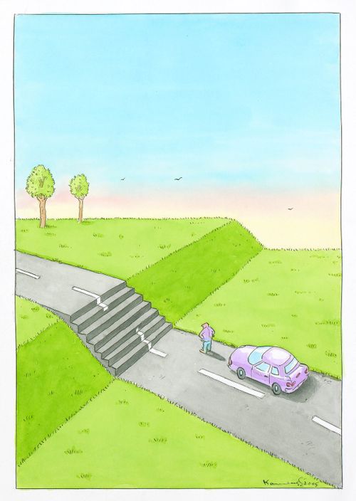 Steps in the road.