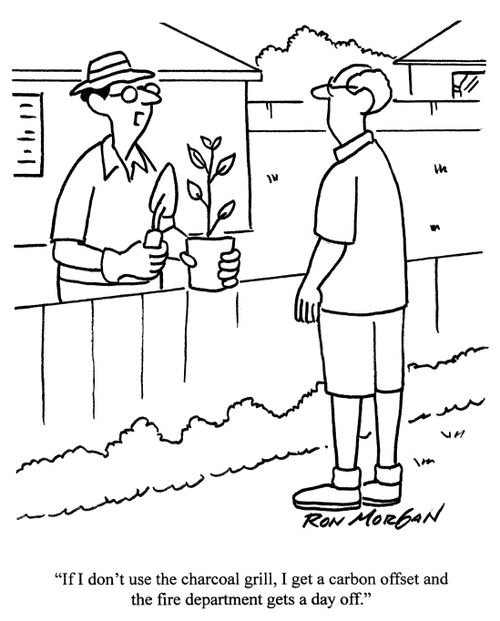 'If I don't use the charcoal grill, I get a carbon offset and the fire department gets a day off.'