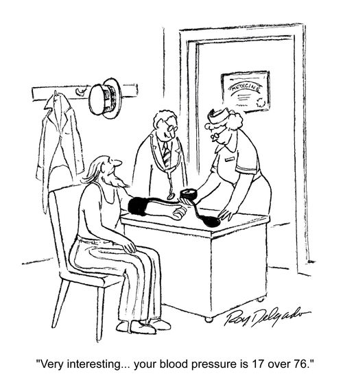 'Very interesting... your blood pressure is 17 over 76.'