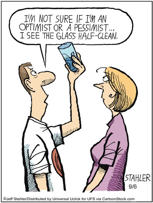 'I'm not sure if I'm an optimist or a pessimist. . . I see the glass half-clean.'