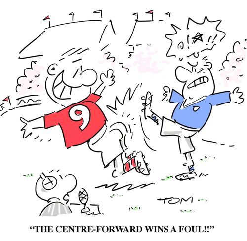 'The centre-forward wins a foul!'