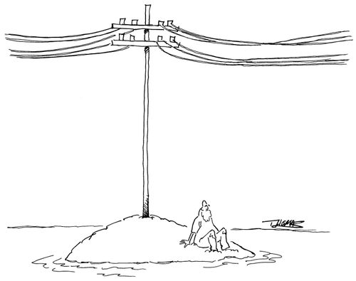 Hermit on island can't escape modern society.