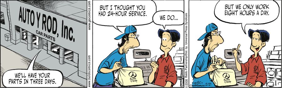 "We'll have your parts in three days."