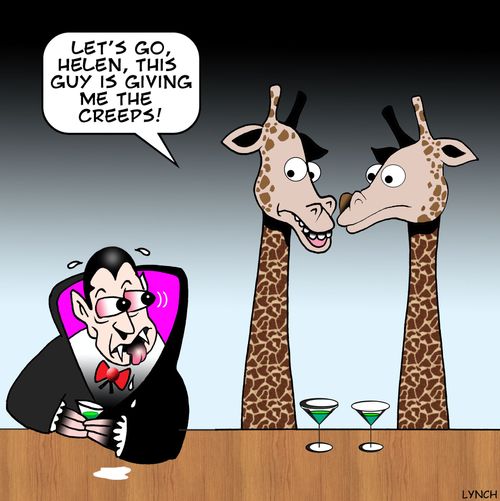 'Let's go, Helen, this guy is giving me the creeps!'