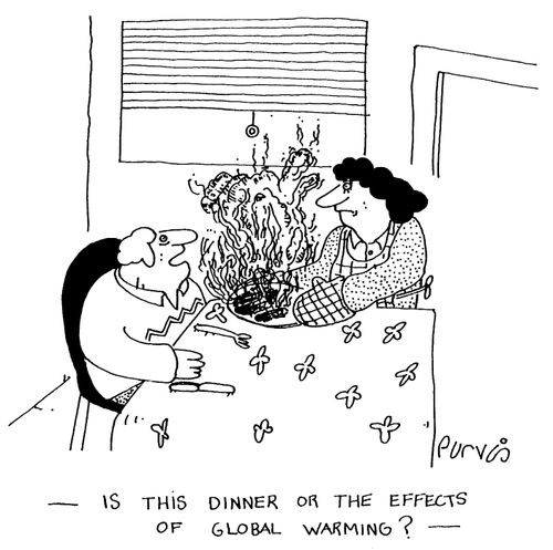 "Is this dinner or the effects of global warming?"