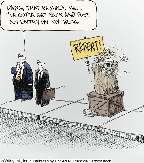 'Dang, that reminds me...I've gotta get back and post an entry on my blog.'