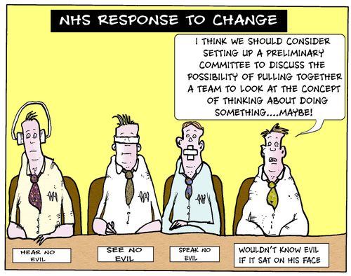 The NHS Response to Change: See No Evil, Hear No Evil, Speak No Evil, Wouldn't know Evil if it Sat on His Face.