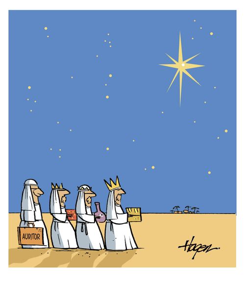 The wise men are followed by an auditor.