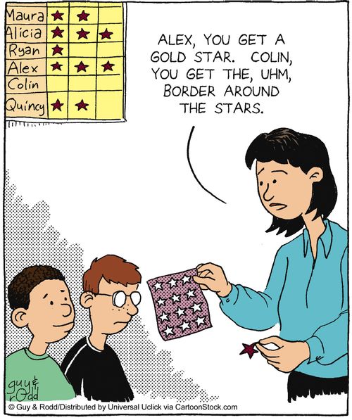 'Alex, you get a gold star. Colin, you get the, uhm, border around the stars.'