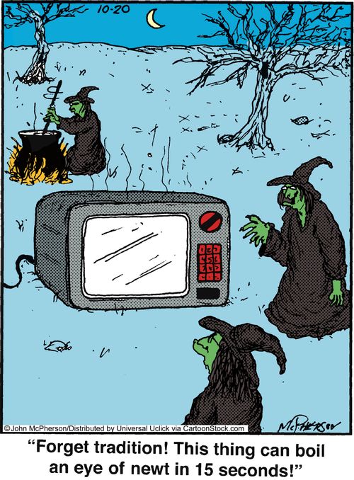 'Forget tradition! This thing can boil eye of newt in 15 seconds!'
