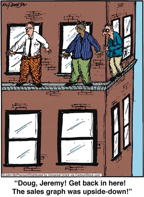 'Doug, Jeremy! Get back in here! The sales graph was upside-down!'