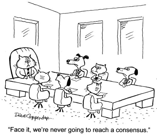'Face it, we're never going to reach a consensus.'
