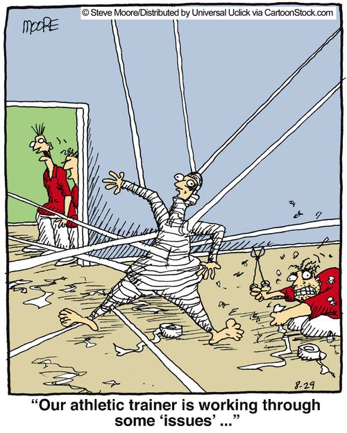 'Our athletic trainer is working through some 'issues' ...'