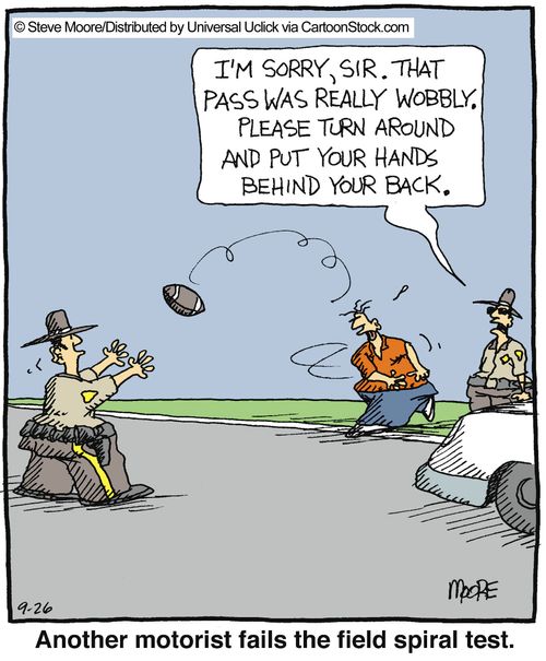 Another motorist fails the field spiral test.