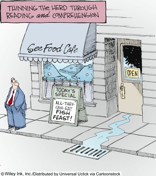 Thinning the Herd through Reading and Comprehension: 'All-they-can-eat Fish Feast!'